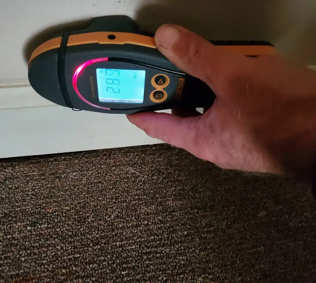 Moisture detection at baseboard during Sewage Cleanup & Sanitation in Scott